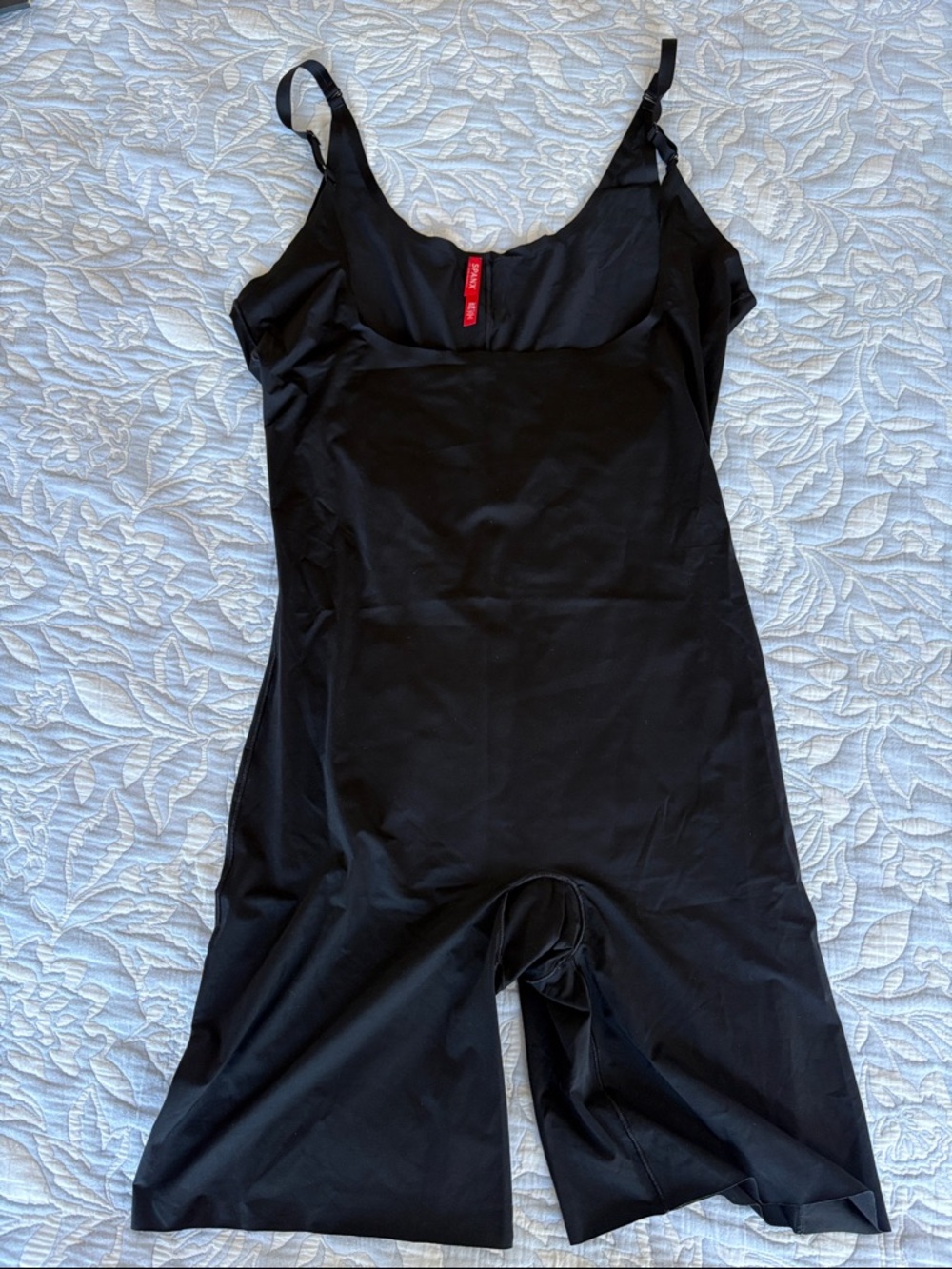 SPANX Black Open-Bust Mid-Thigh Bodysuit